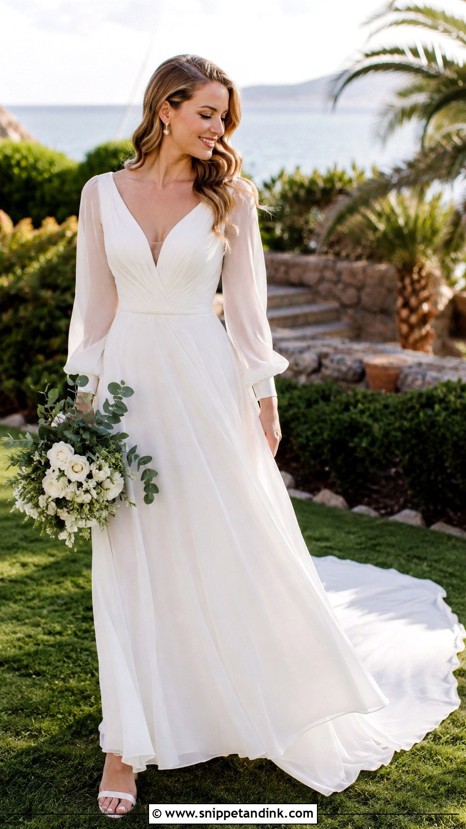 Chiffon Wedding Dress With Long Sleeves - Snippet and Ink - 25 Wedding Dress with Long Sleeves