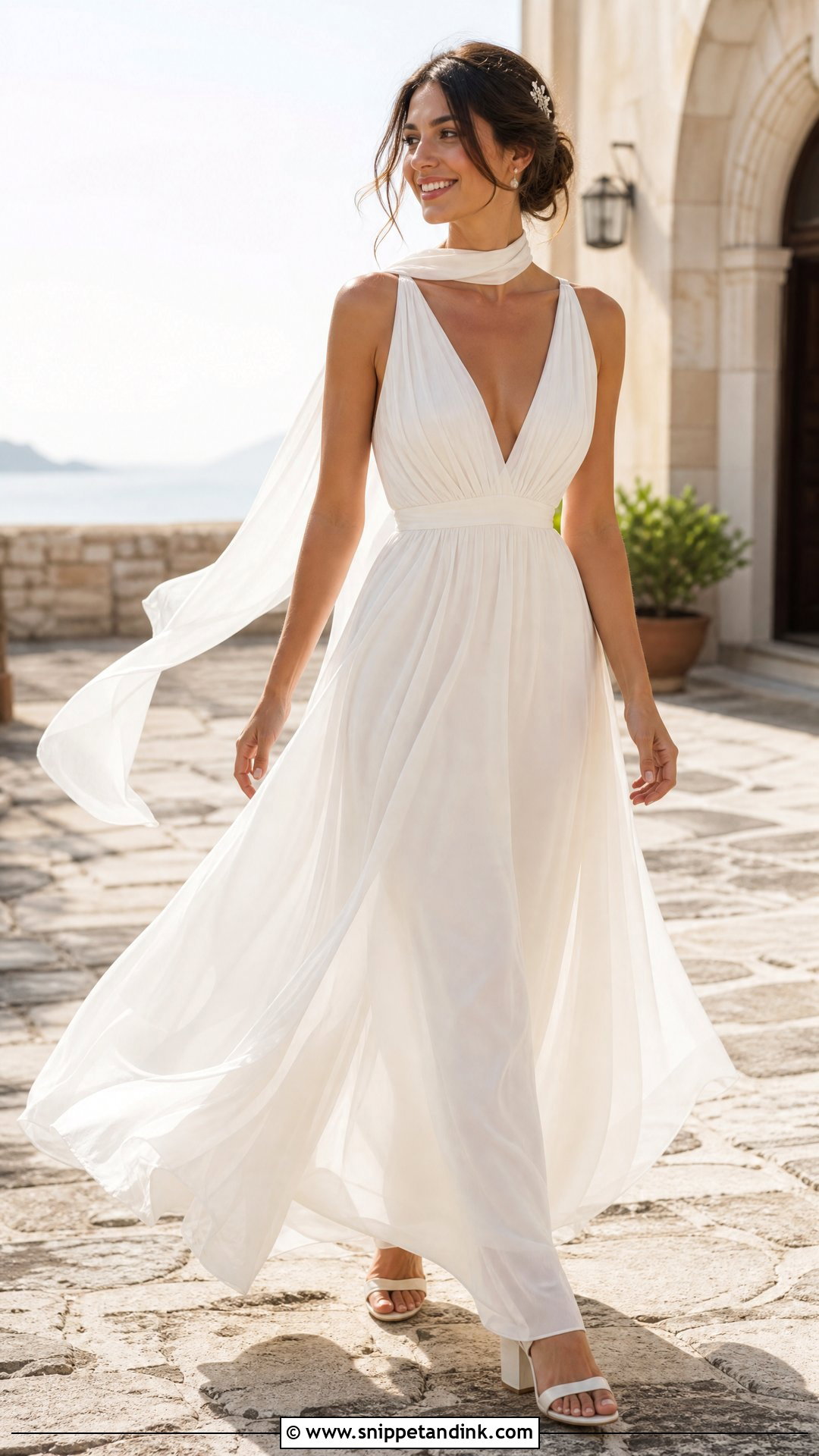 Chiffon Wedding Dress With Neck Scarf - Snippet and Ink - 20 Wedding Dresses with Neck Scarf