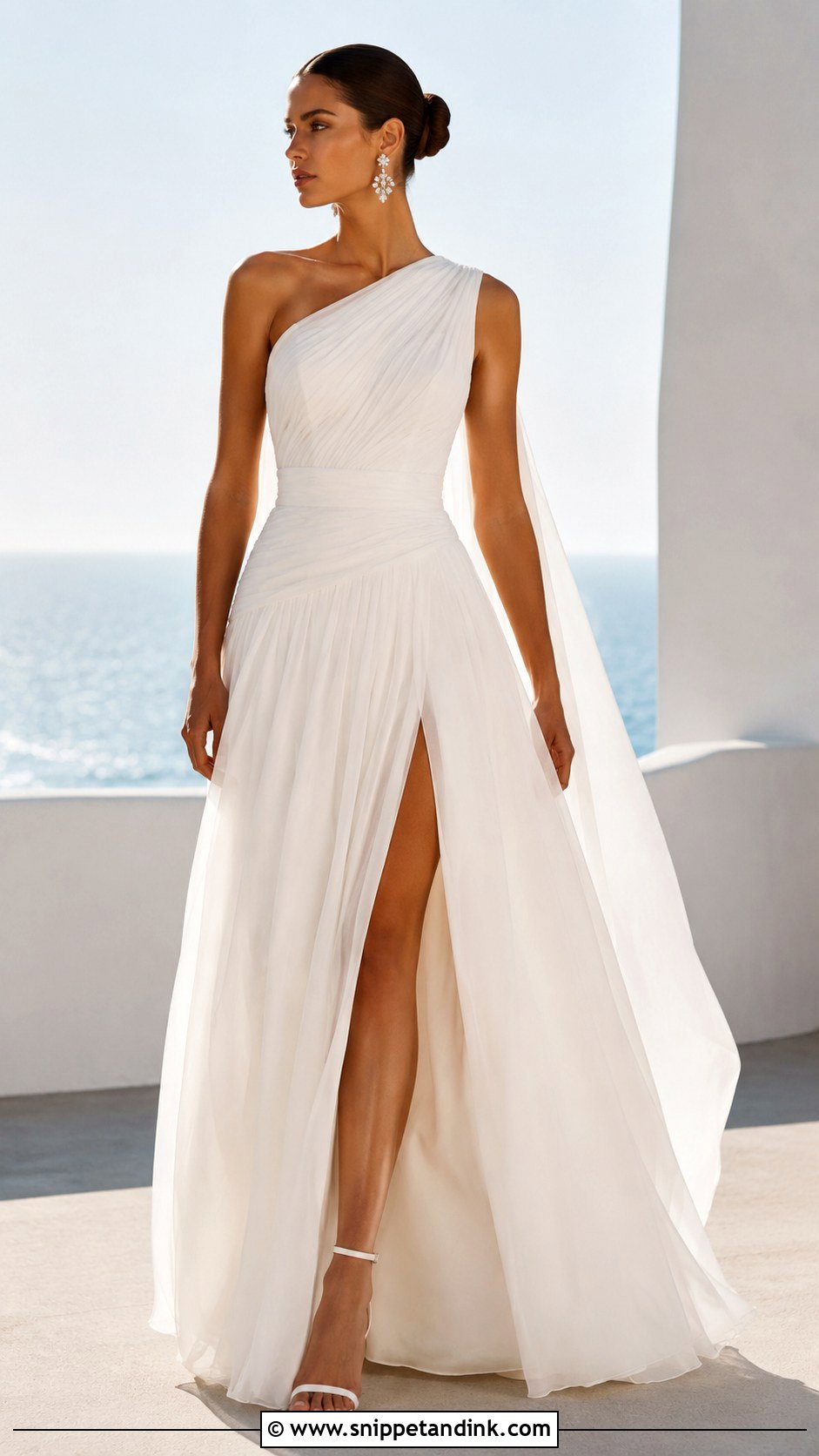 Chiffon Wedding Dress With One Shoulder - Snippet and Ink - 30 Chiffon Wedding Dress Ideas