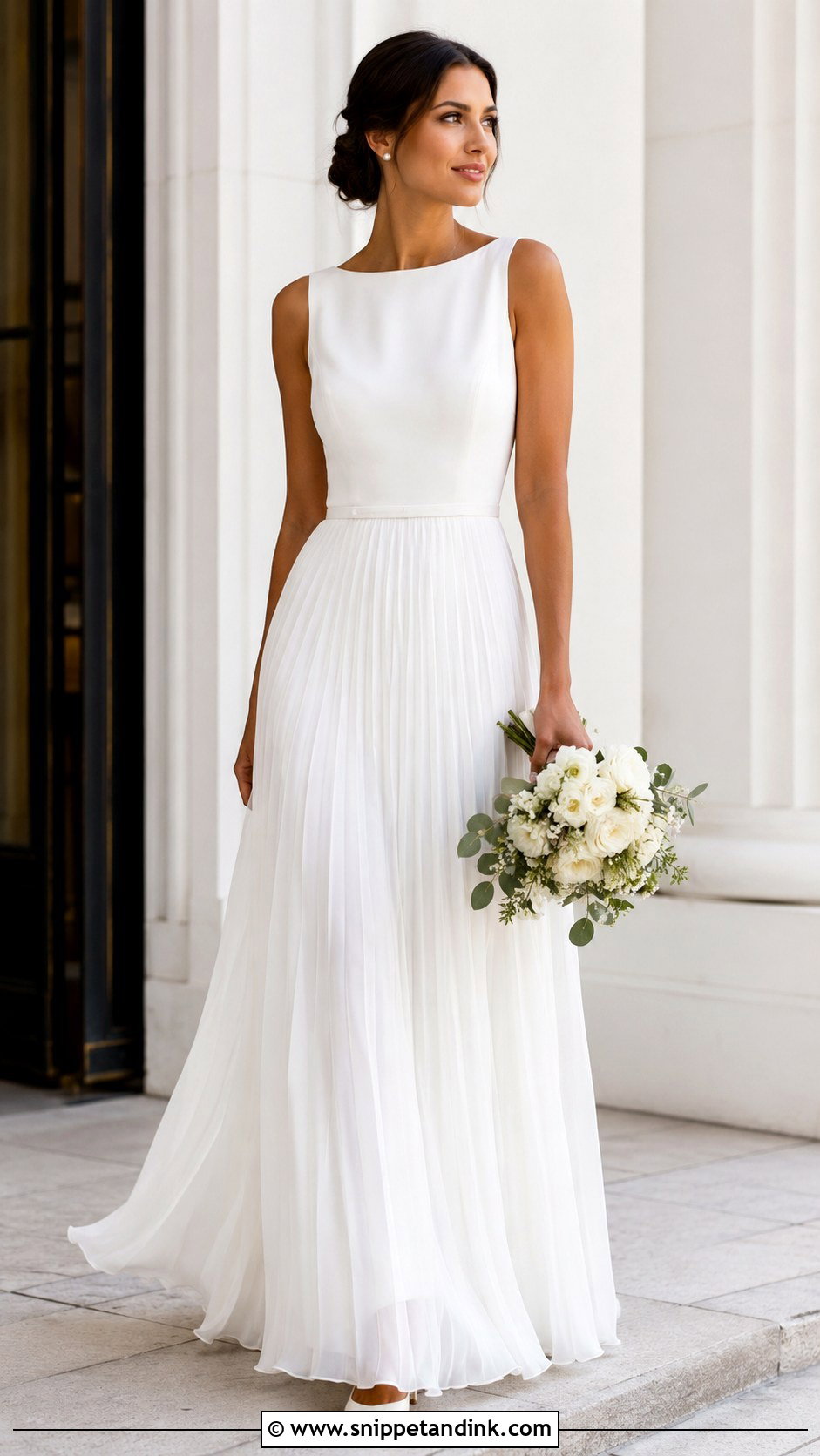 Chiffon Wedding Dress With Pleated Skirt - Snippet and Ink - 30 Chiffon Wedding Dress Ideas