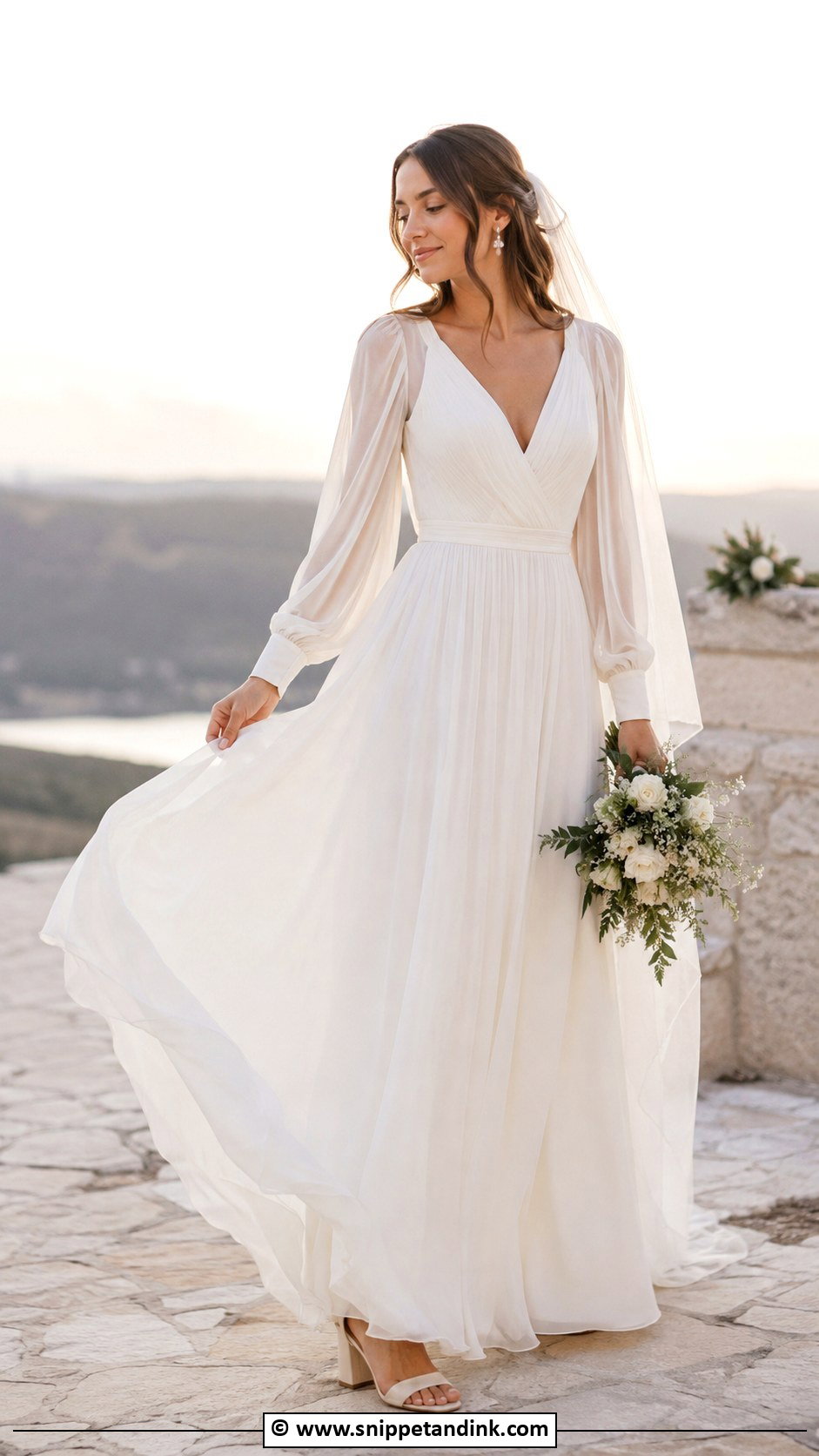 Chiffon Wedding Dress With Sleeves - Snippet and Ink - 35 Wedding Dress with Sleeves