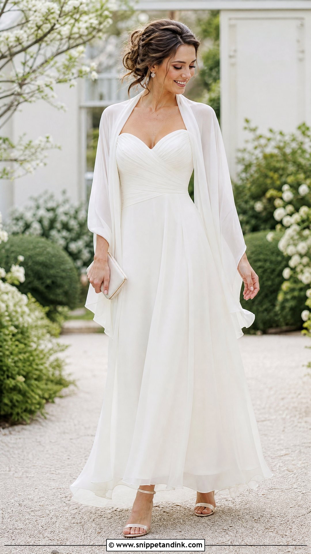 Chiffon Wedding Wrap With A Line Dress - Snippet and Ink - 20 Wedding Wraps Ideas