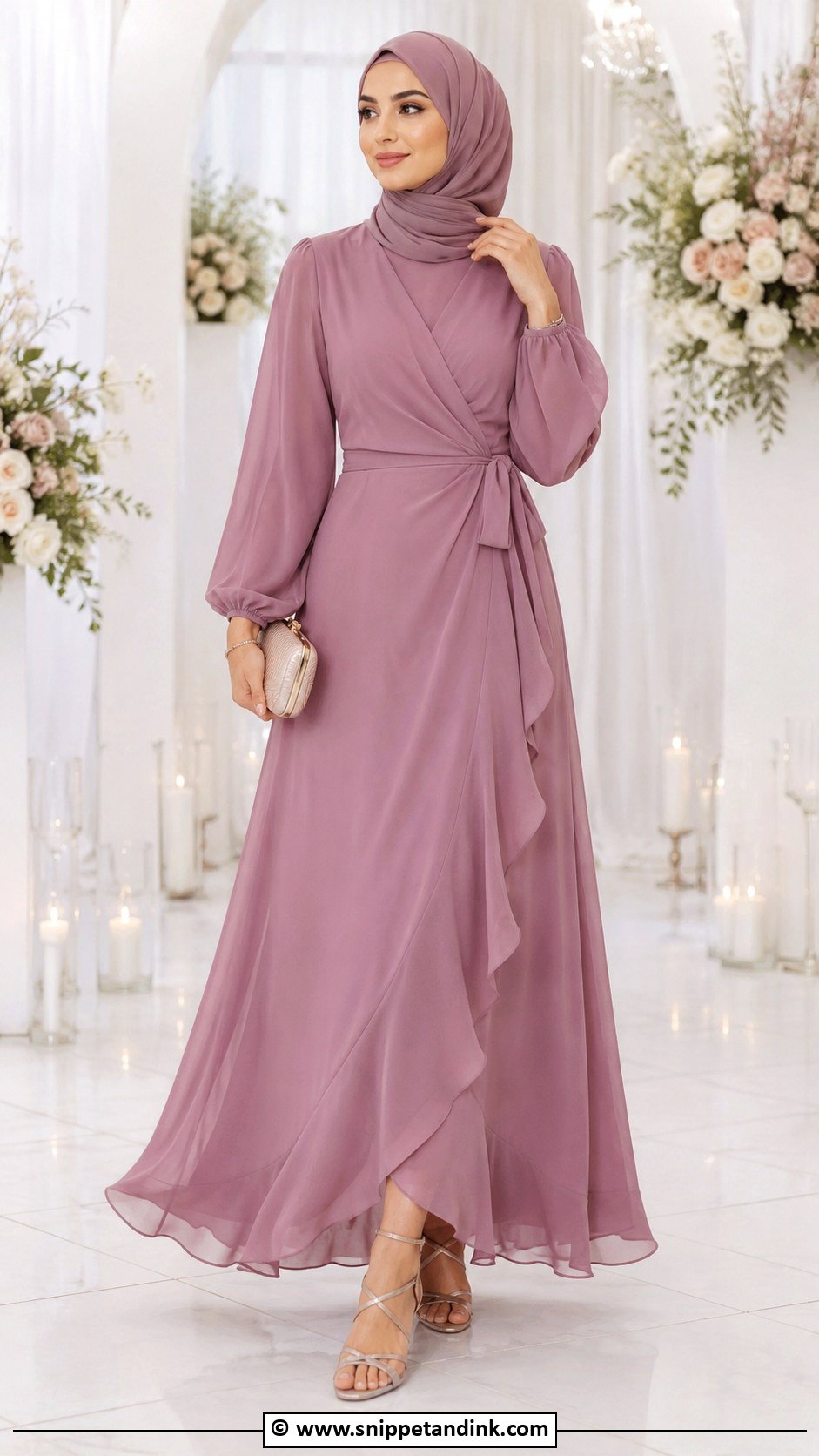 Chiffon Wrap Dress Hijab Wedding Outfit - Snippet and Ink - 25 Hijab for Wedding Ideas