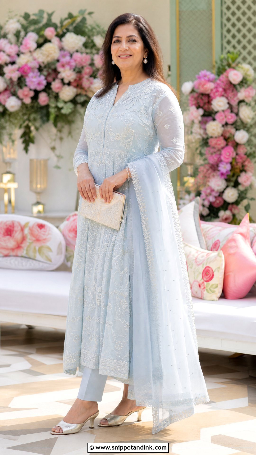 Chikankari Anarkali For Bridal Mom - Snippet and Ink - 20 Indian Bridal Mom Dress Ideas