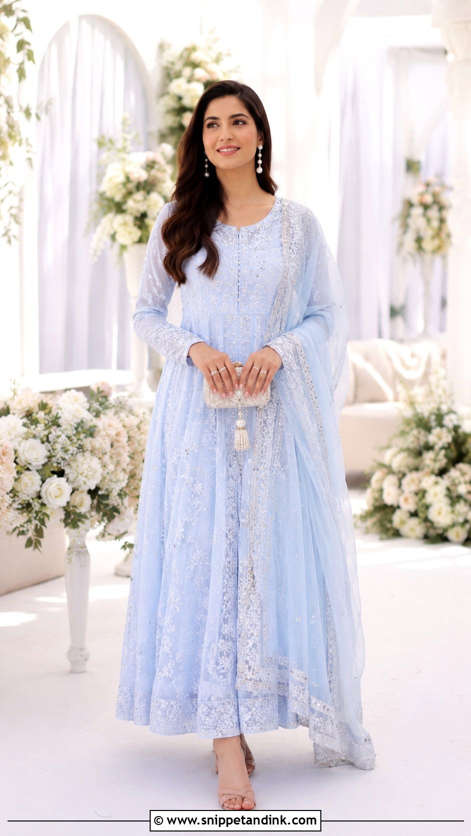 Chikankari Anarkali Ring Ceremony Outfit - Snippet and Ink - 30 Ring Ceremony Outfit Ideas
