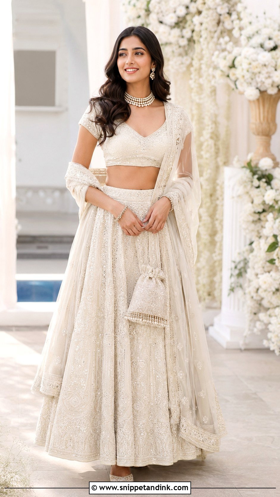 Chikankari Bollywood Wedding Lehenga - Snippet and Ink - 20 Bollywood Wedding Outfit Ideas