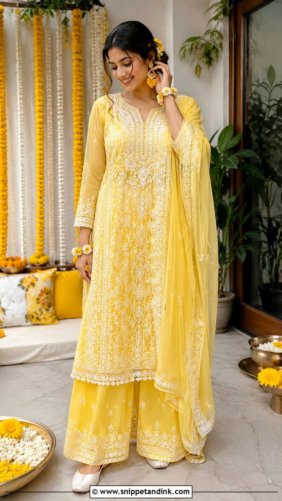 Chikankari Bridal Haldi Suit - Snippet and Ink - 25 Bridal Haldi Dress Ideas