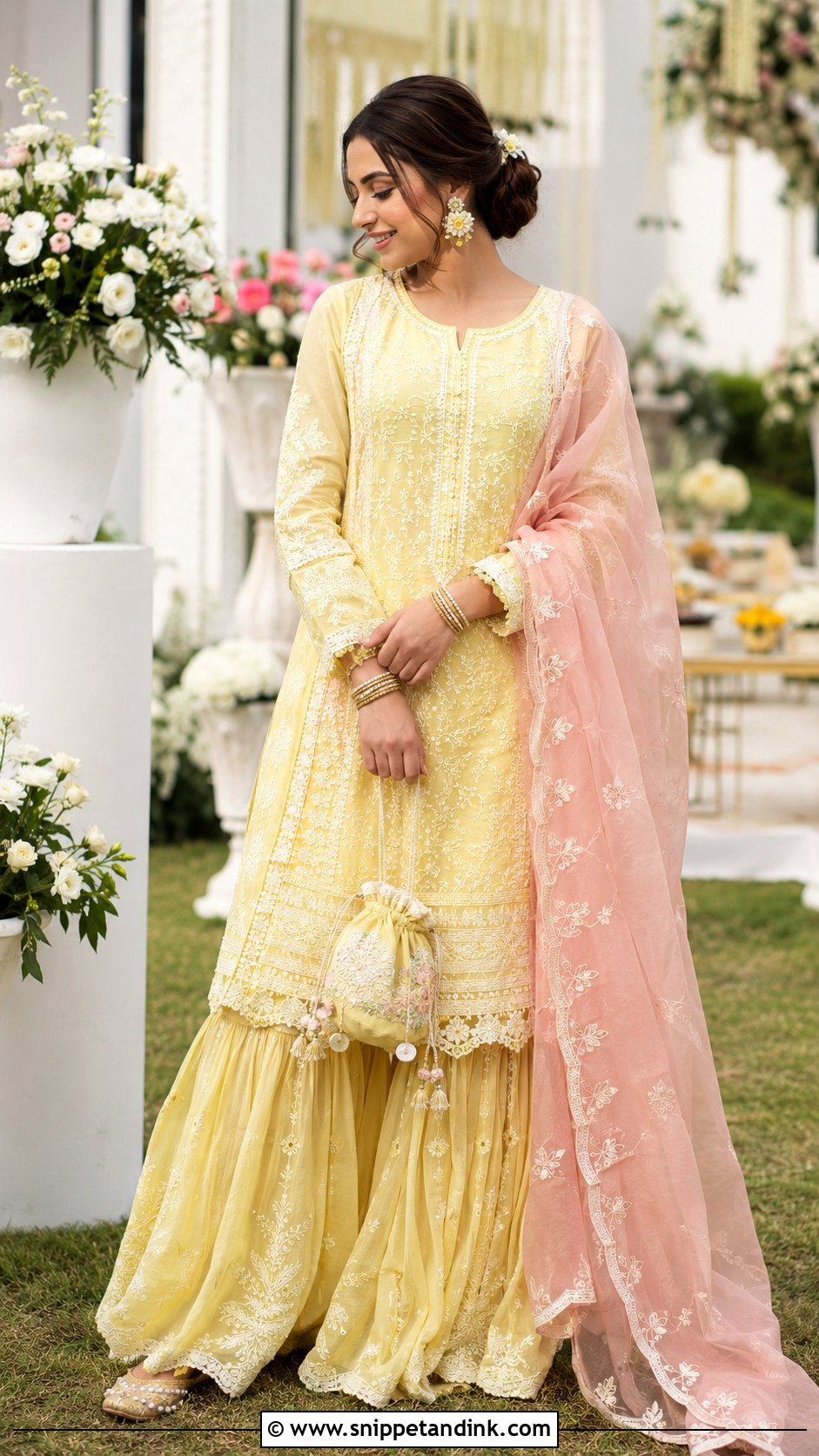 Chikankari Bridal Mayon Dress - Snippet and Ink - 20 Bridal Mayon Dress Ideas