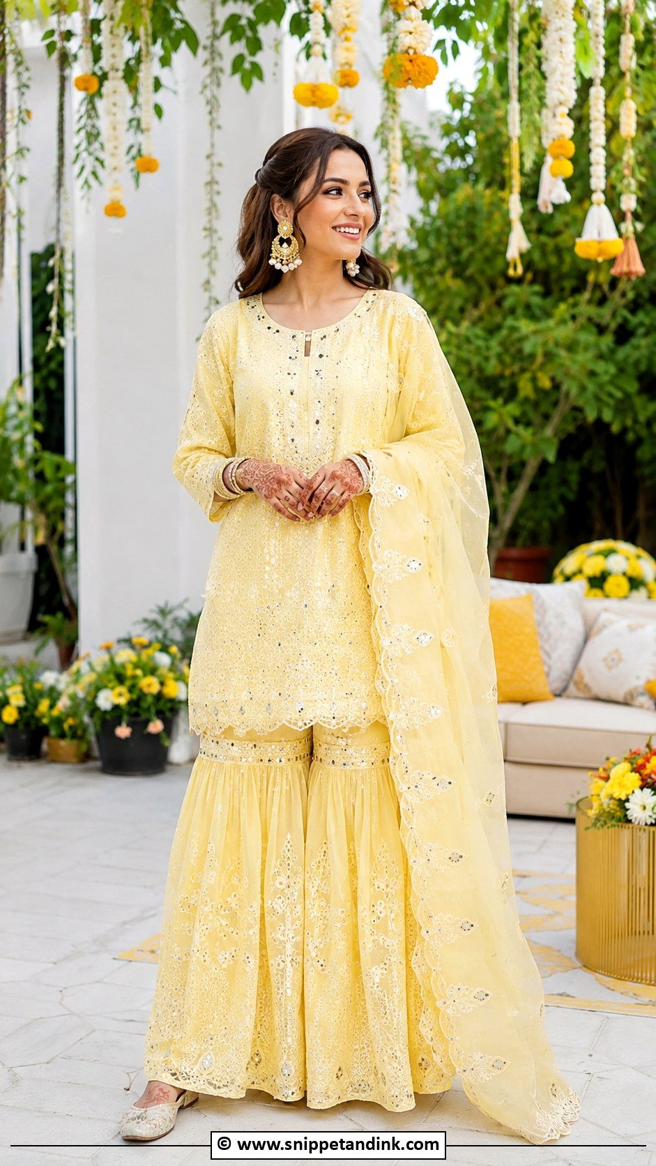 Chikankari Bridal Mehndi Outfit - Snippet and Ink - 25 Indian Bridal Mehndi Outfit Ideas