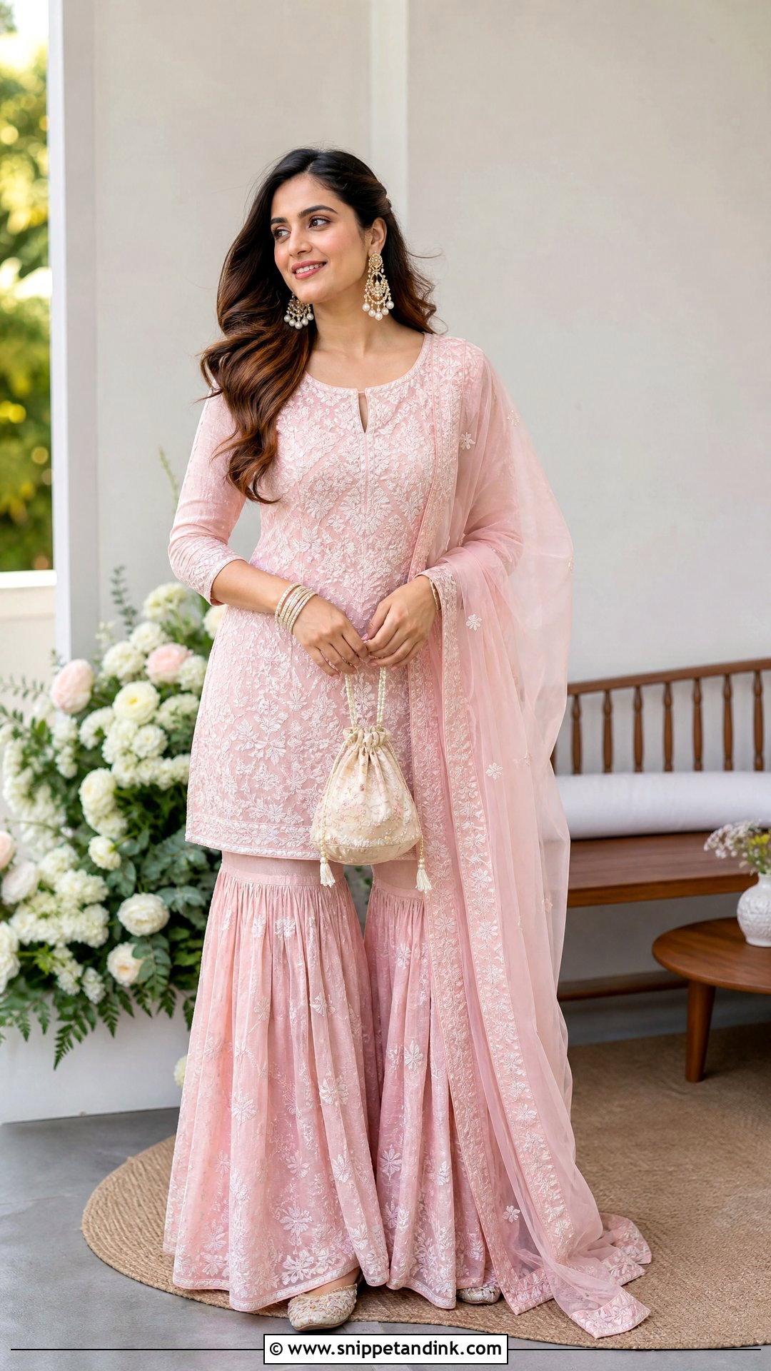 Chikankari Gharara For Sister Wedding Function - Snippet and Ink - 20 Indian Sisters Wedding Dresses