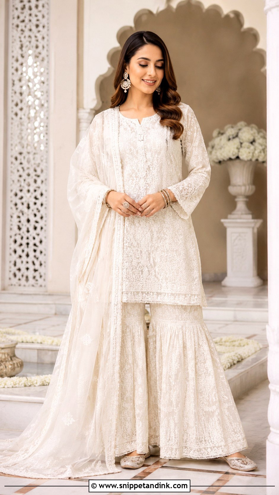 Chikankari Gharara Wedding Dress - Snippet and Ink - 30 Indian Muslim Wedding Dresses