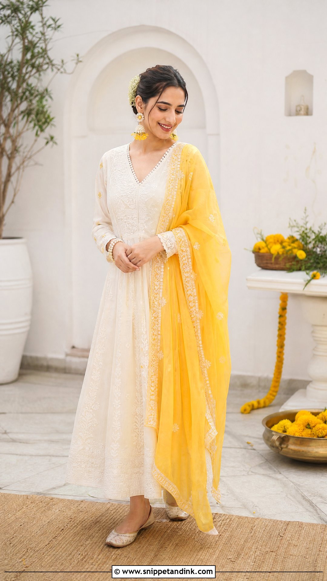 Chikankari Haldi Dress For Bride - Snippet and Ink - 25 Haldi Function Dress for Bride Ideas