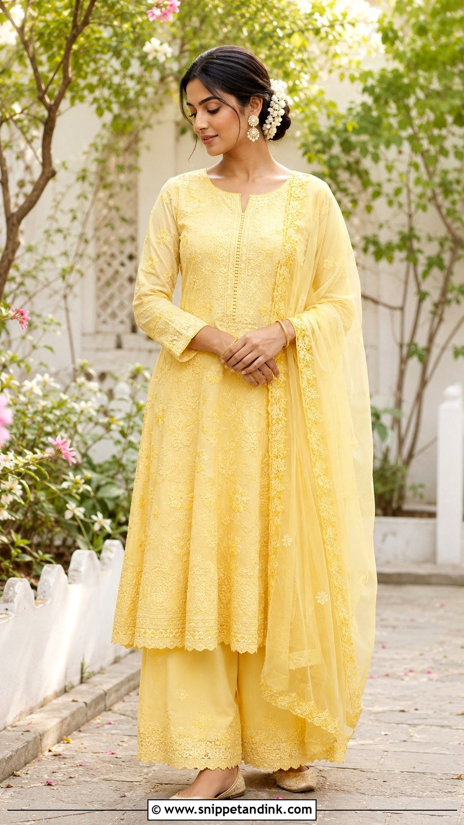 Chikankari Haldi Dress - Snippet and Ink - 20 Haldi Wedding Dress Ideas