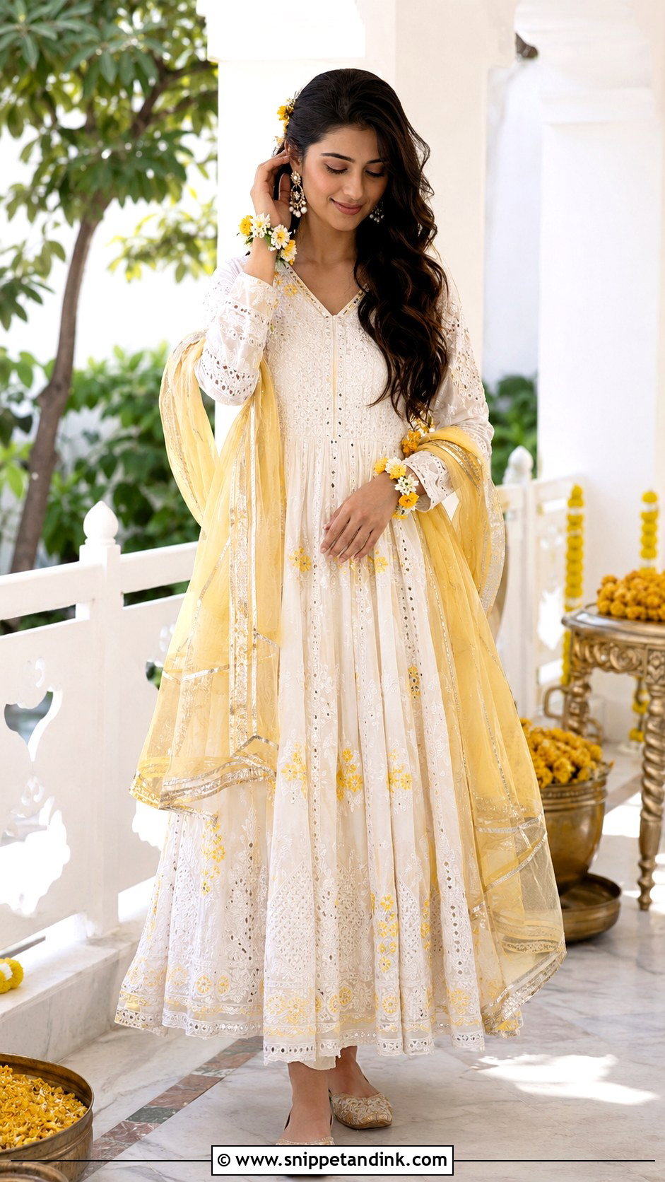 Chikankari Haldi Outfit For Bride - Snippet and Ink - 25 Trending Haldi Outfits for Bride
