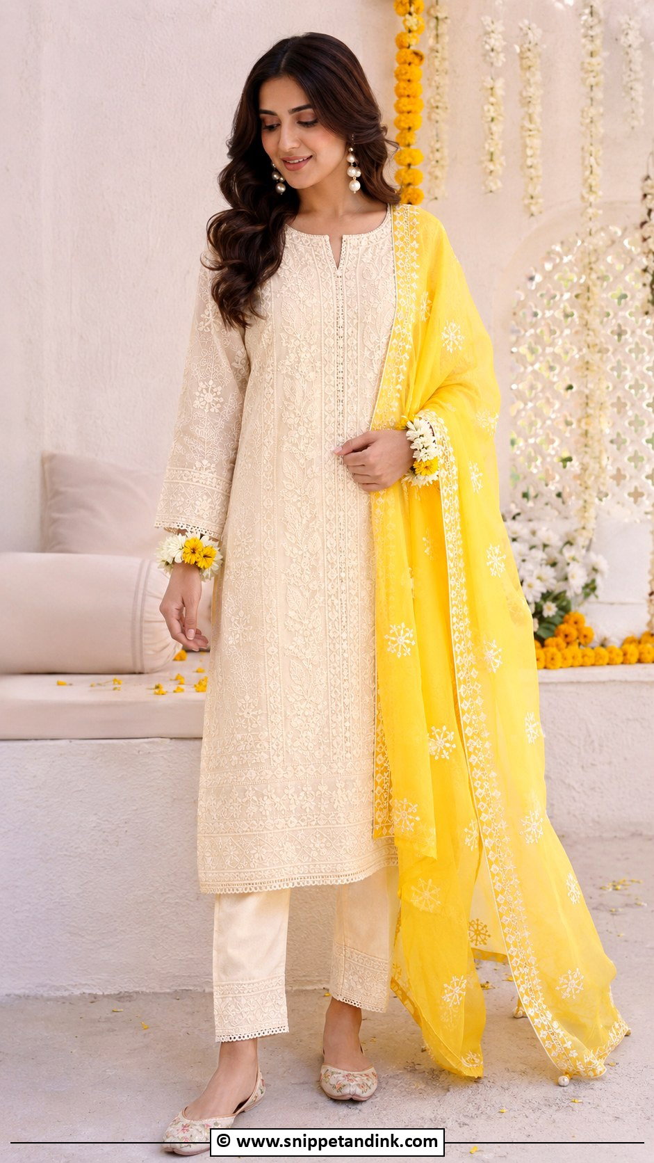 Chikankari Haldi Outfit - Snippet and Ink - 30 Haldi Outfits for Women