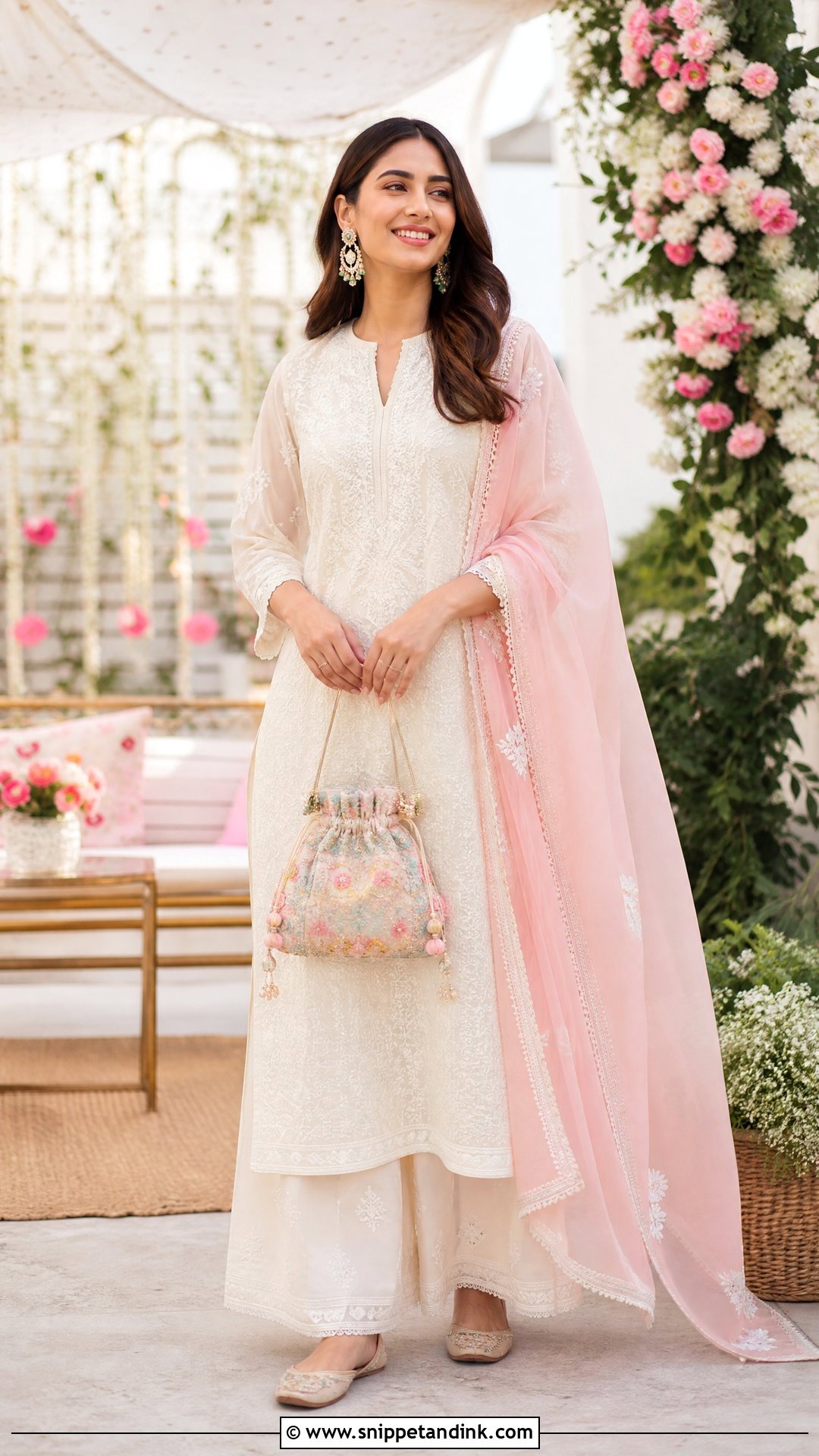 Chikankari Kurta And Palazzo Outfit For A Summer Indian Wedding - Snippet and Ink - 20 Summer Indian Wedding Outfit Ideas