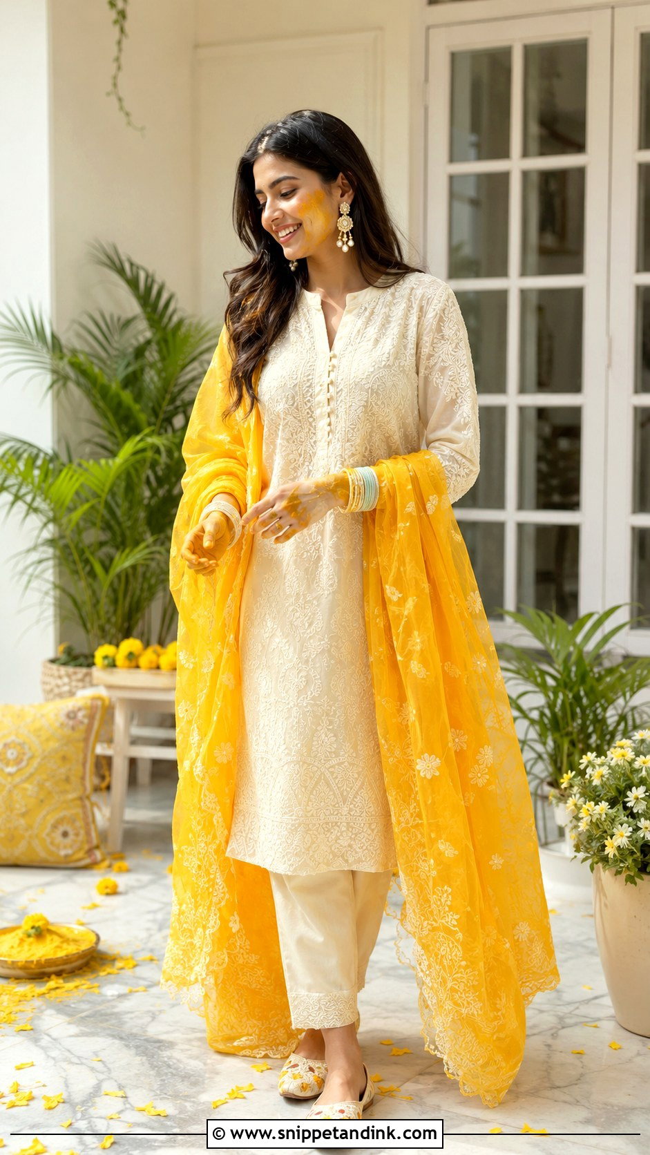 Chikankari Kurta For Haldi - Snippet and Ink - 25 Haldi Ka Dress Ideas