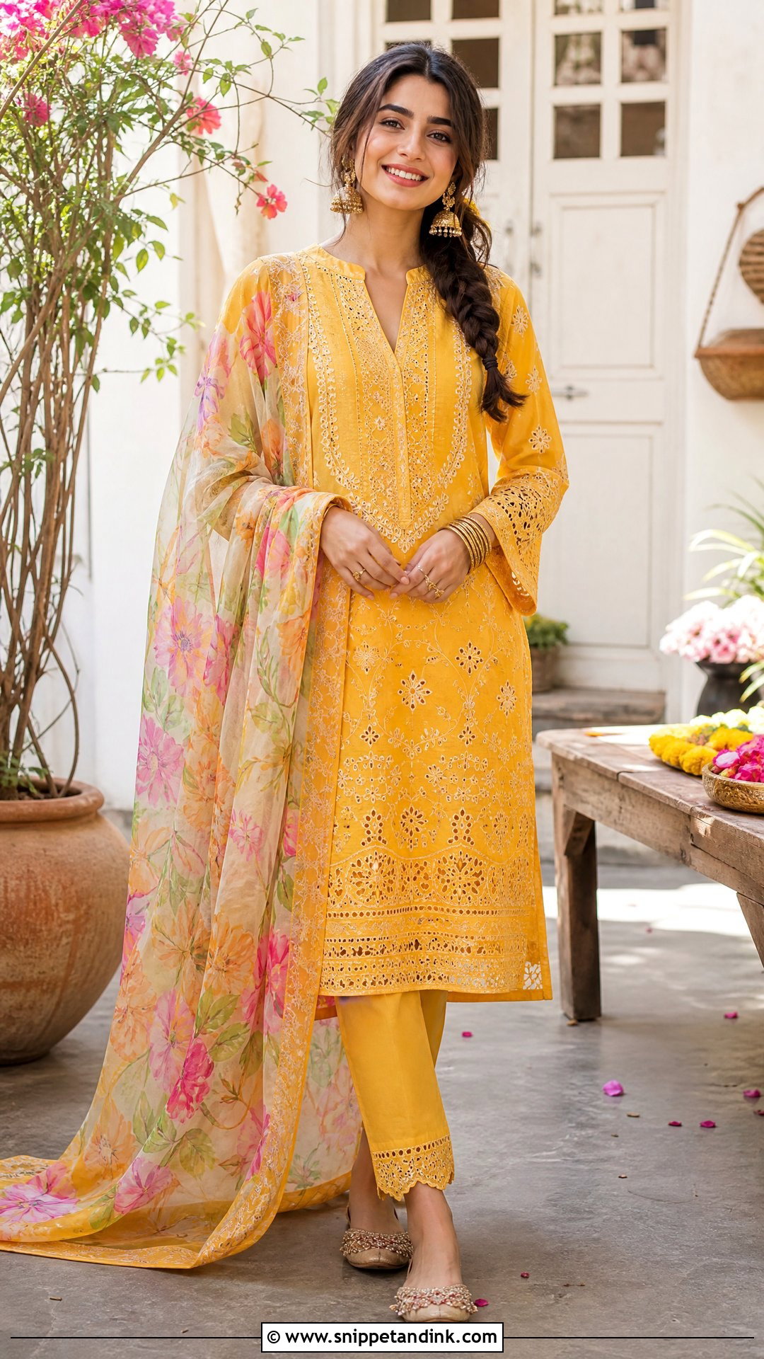 Chikankari Kurta Haldi Dress - Snippet and Ink - 20 Pakistani Haldi Dress Ideas