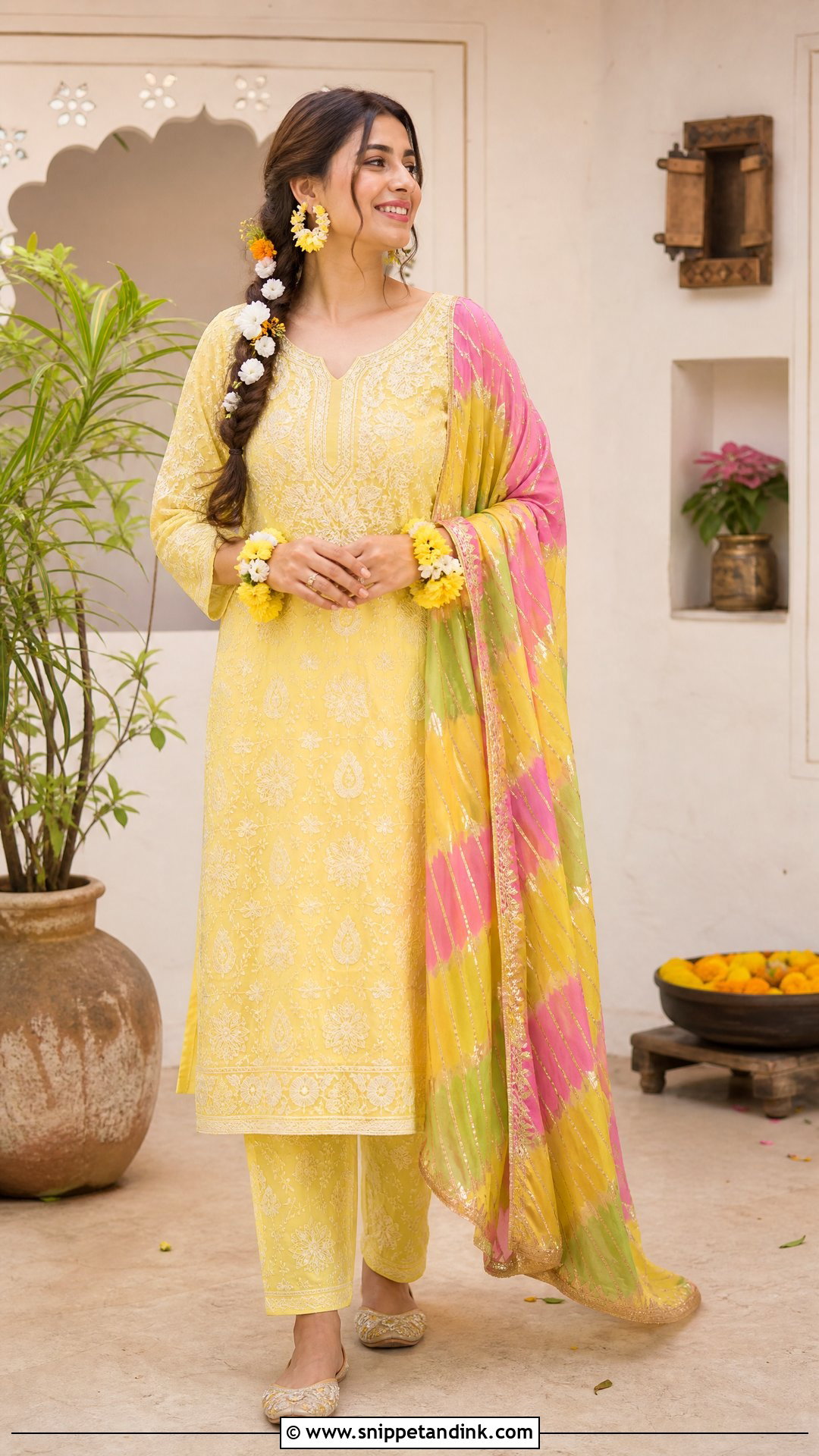 Chikankari Kurta Haldi Outfit - Snippet and Ink - 20 Pre Wedding Traditional Outfits