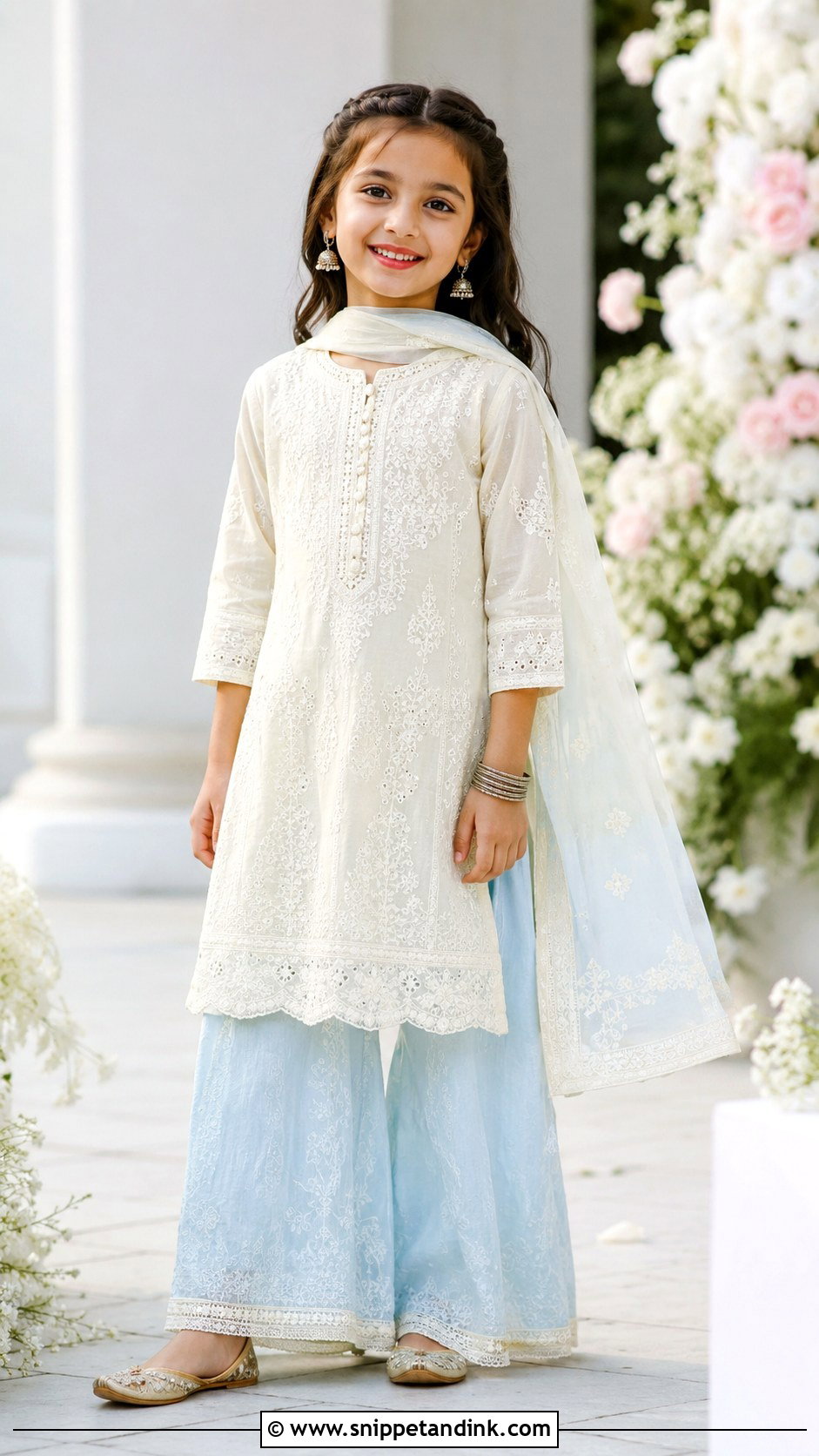 Chikankari Kurta Indian Kids Wedding Dress - Snippet and Ink - 25 Indian Kids Wedding Dresses