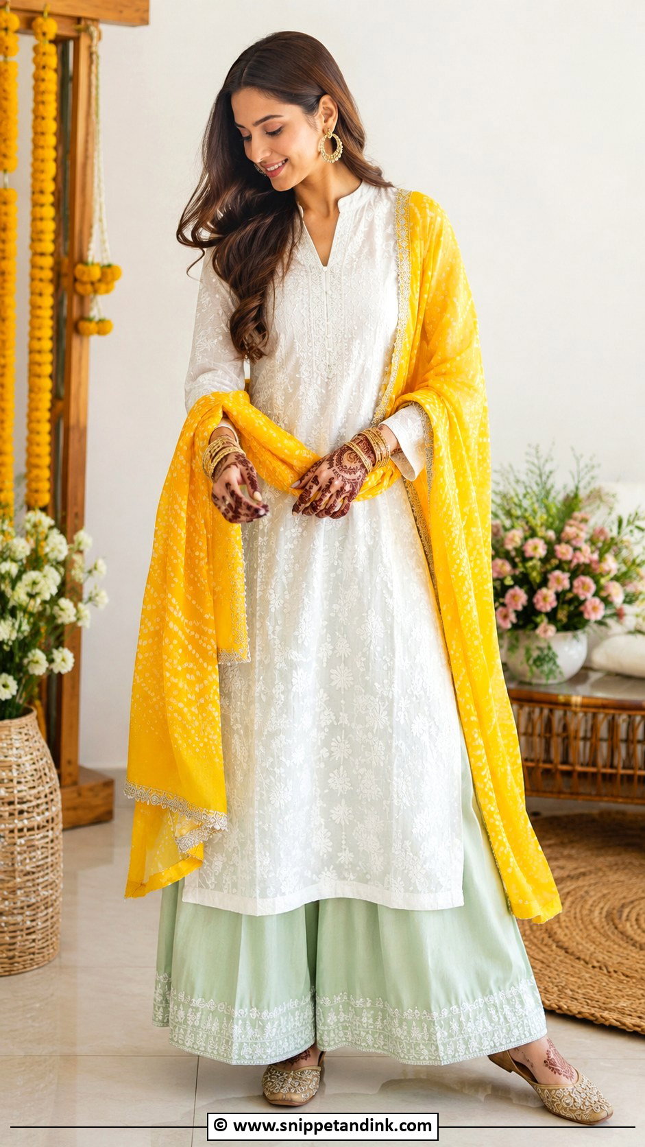 Chikankari Kurta Mehndi Outfit - Snippet and Ink - 30 Mehandi Dresses Mehndi Outfit