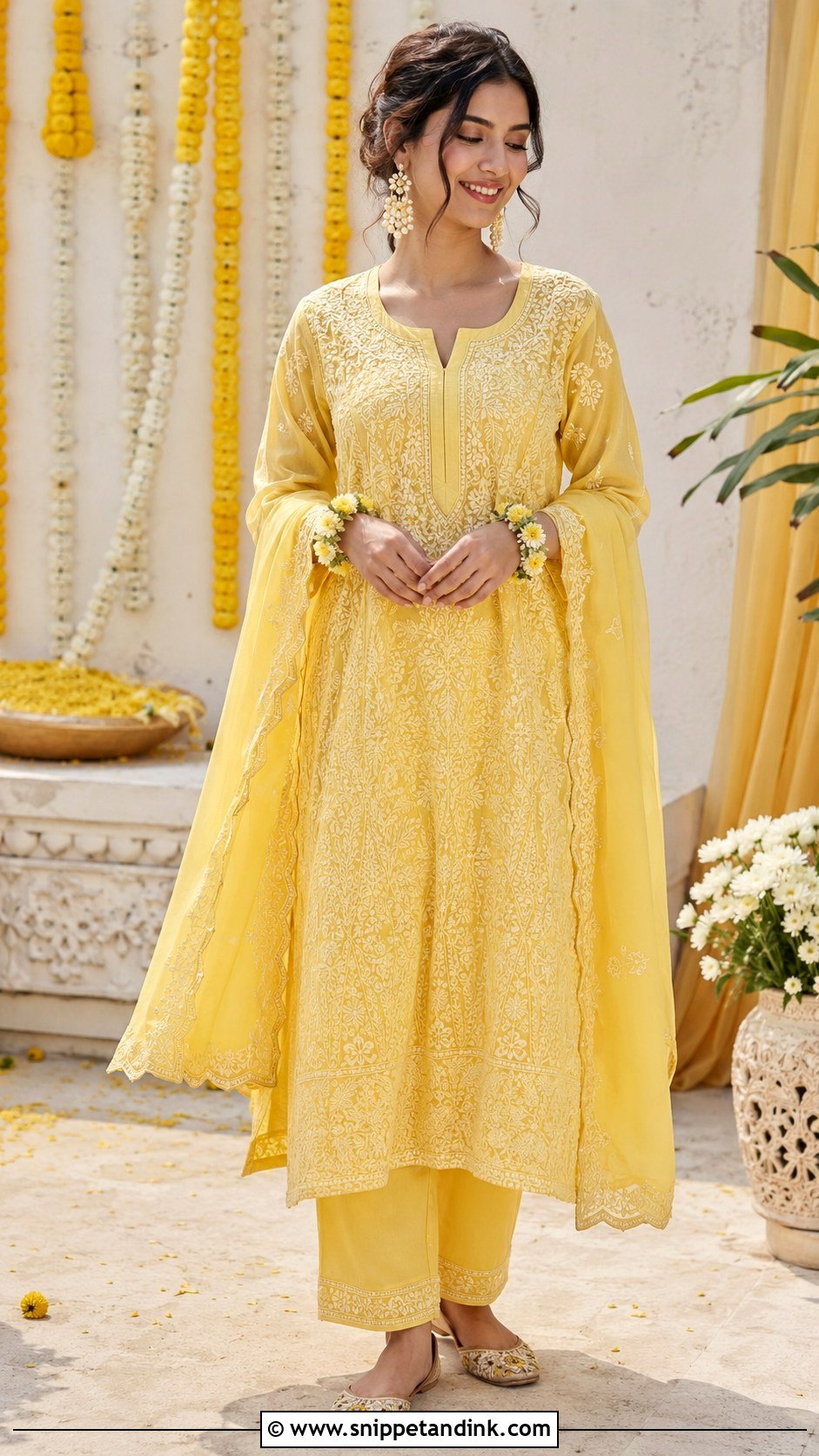 Chikankari Kurta Set Haldi Carnival Outfit - Snippet and Ink - 25 Haldi Carnival Outfit Ideas
