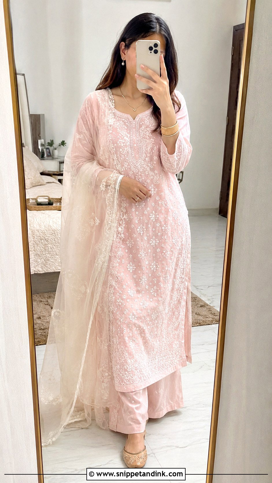 Chikankari Kurta Set Look - Snippet and Ink - 25 Indian After Marriage Look Ideas