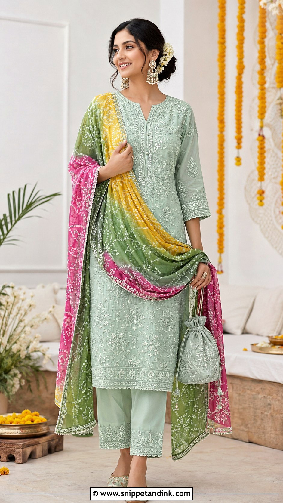 Chikankari Kurta Set for Mehandi - Snippet and Ink - 20 Dress for Mehandi Ideas