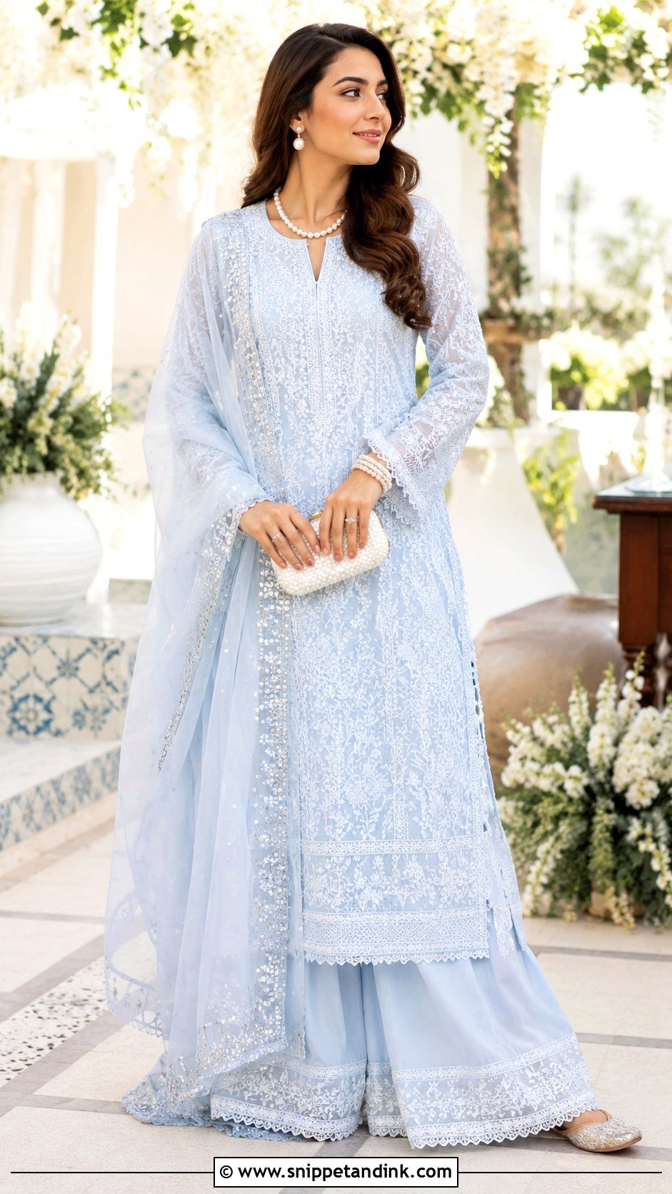 Chikankari Kurta With Flared Pants - Snippet and Ink - 20 Kurta Wedding Ideas