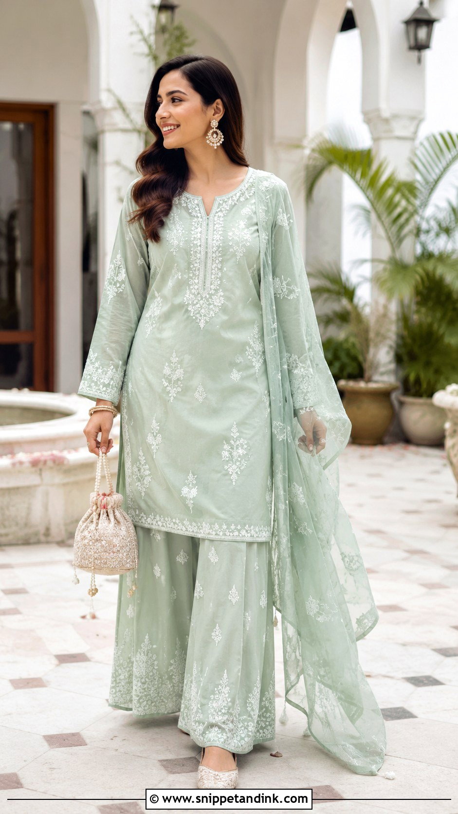 Chikankari Kurta and Palazzo Set for Brothers Wedding - Snippet and Ink - 20 Indian Dress for Brothers Wedding Ideas