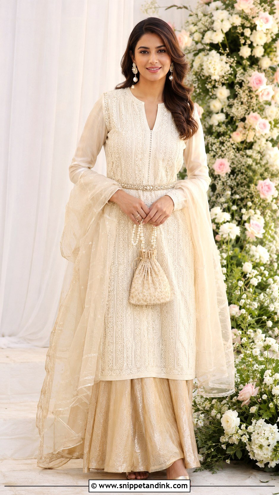 Chikankari Kurti With Shimmer Skirt - Snippet and Ink - 20 Kurti Skirt Indian Weddings Ideas