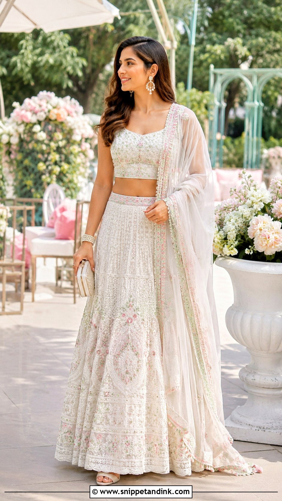 Chikankari Lehenga For Day Wedding - Snippet and Ink - 25 Indian Friends Wedding Outfit Ideas