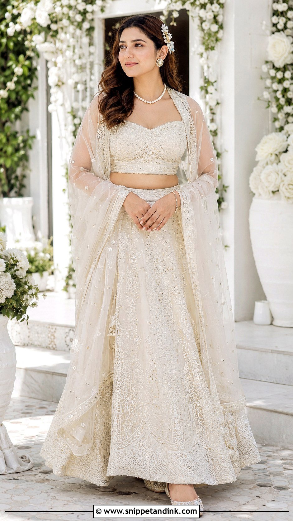 Chikankari Lehenga For Engagement - Snippet and Ink - 30 Indian Engement Dress Ideas