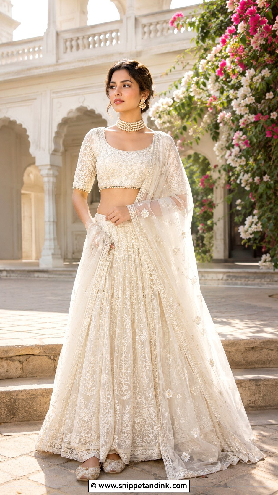 Chikankari Lehenga For Indian Summer Wedding - Snippet and Ink - 25 Indian Summer Wedding Outfits