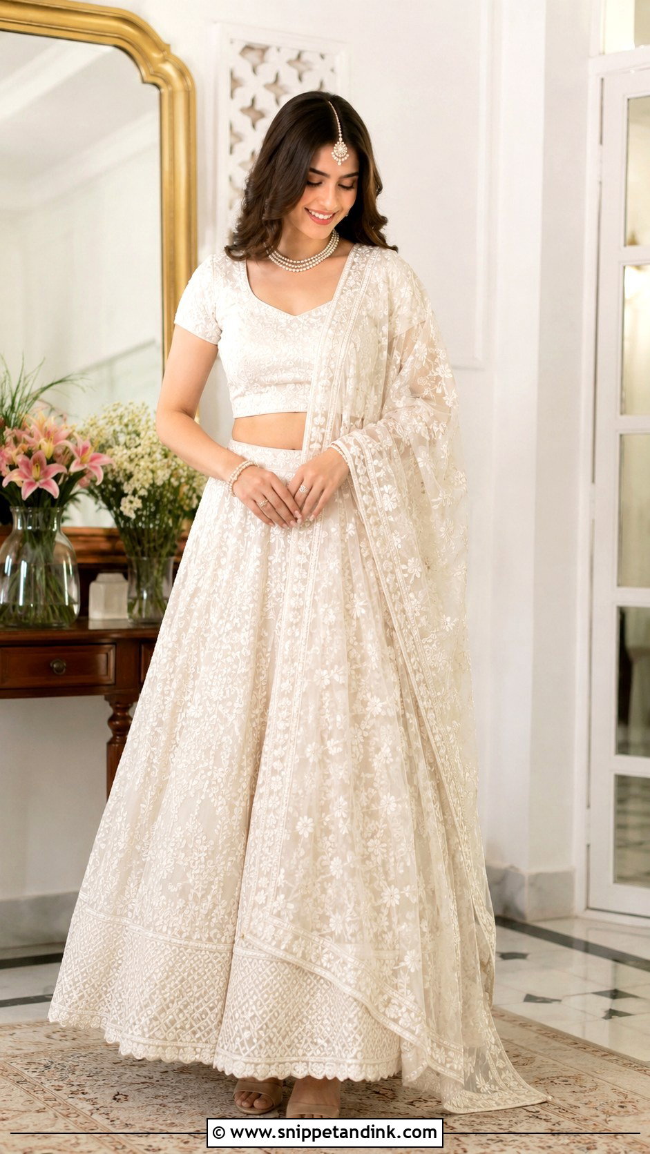 Chikankari Lehenga For Roka Ceremony - Snippet and Ink - 30 Roka Ceremony Outfits for Bride