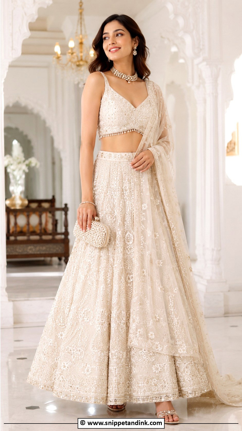 Chikankari Lehenga For Sangeet - Snippet and Ink - 35 Sangeet Outfit Ideas