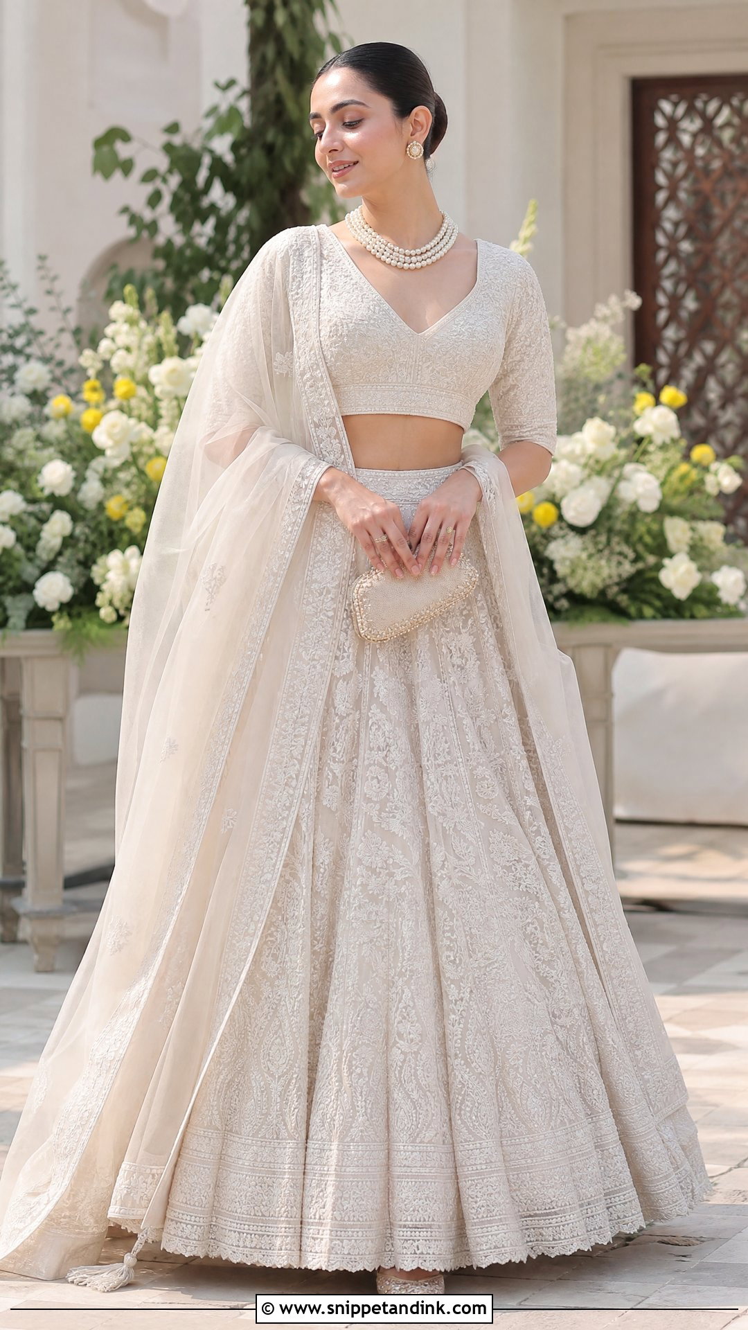 Chikankari Lehenga Wedding Dress - Snippet and Ink - 25 Traditional Indian Wedding Dress Ideas