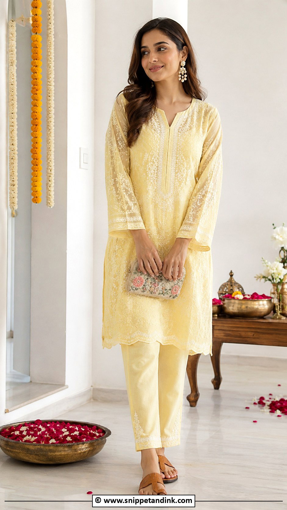 Chikankari Mehandi Co Ord Set - Snippet and Ink - 30 Mehandi Dress Ideas
