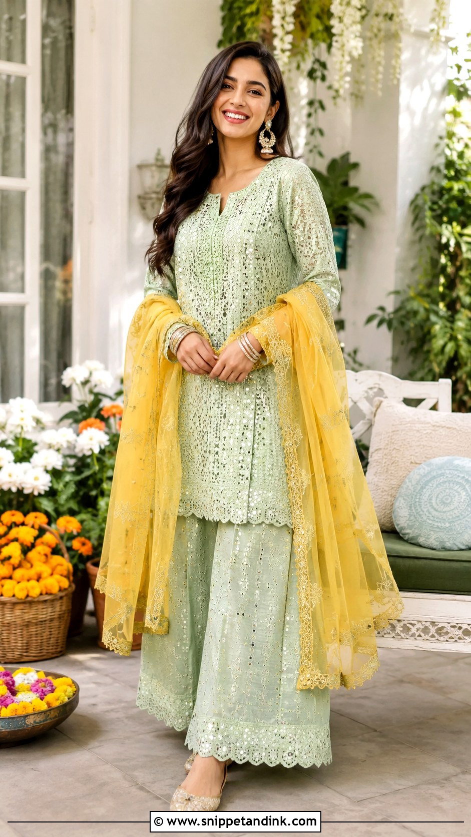 Chikankari Mehendi Outfit - Snippet and Ink - 30 Mehendi Dress Outfits
