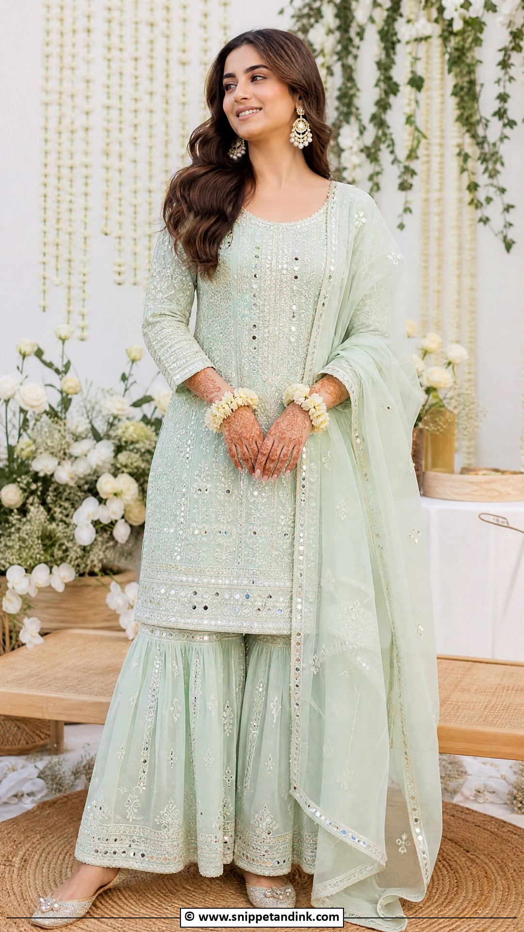Chikankari Mehndi Dress For Bride - Snippet and Ink - 35 Mehndi Dress for Bride Ideas