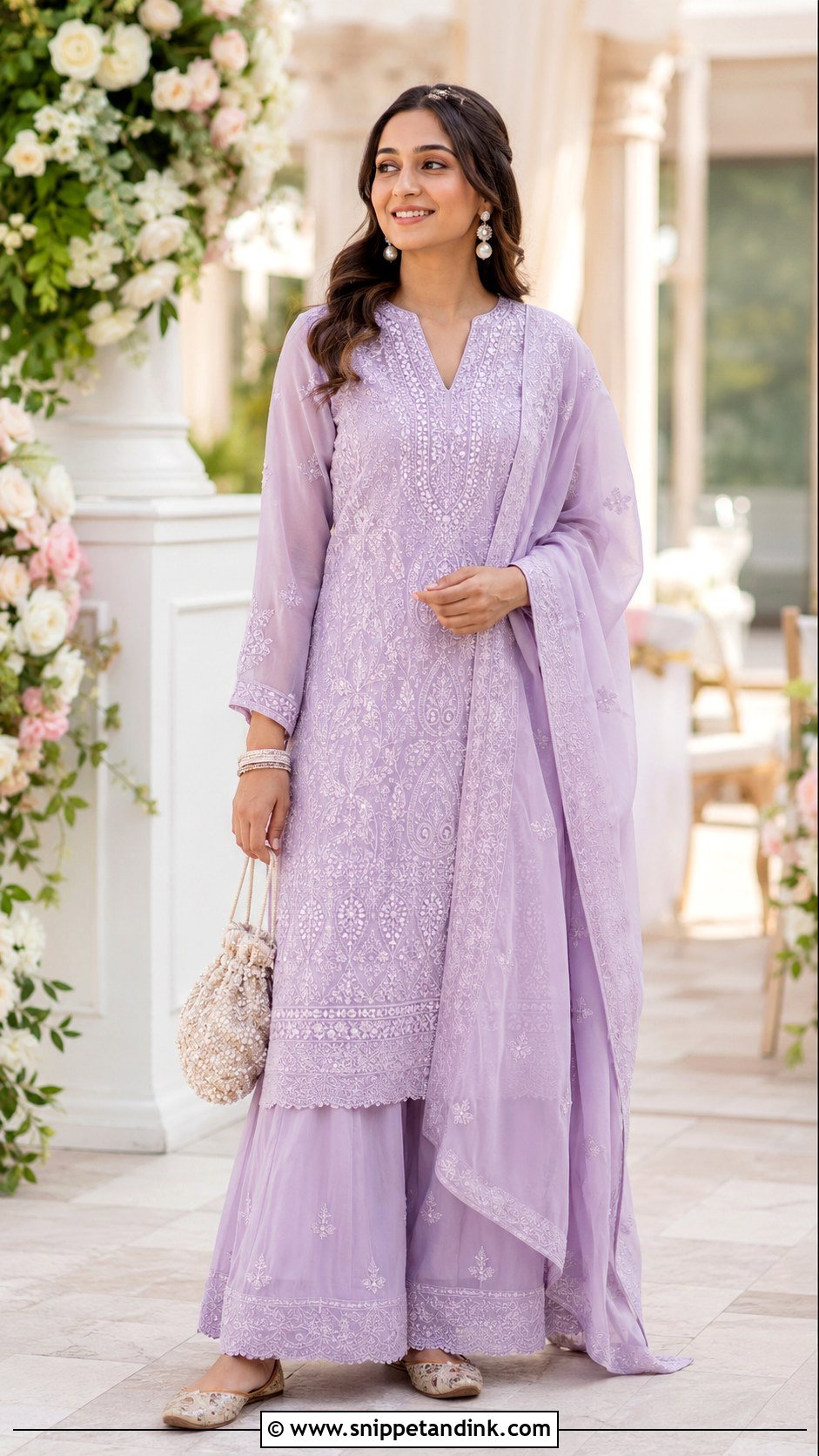 Chikankari Palazzo Suit for Day Wedding - Snippet and Ink - 20 Indian Wedding Dress for Sisters Wedding Ideas