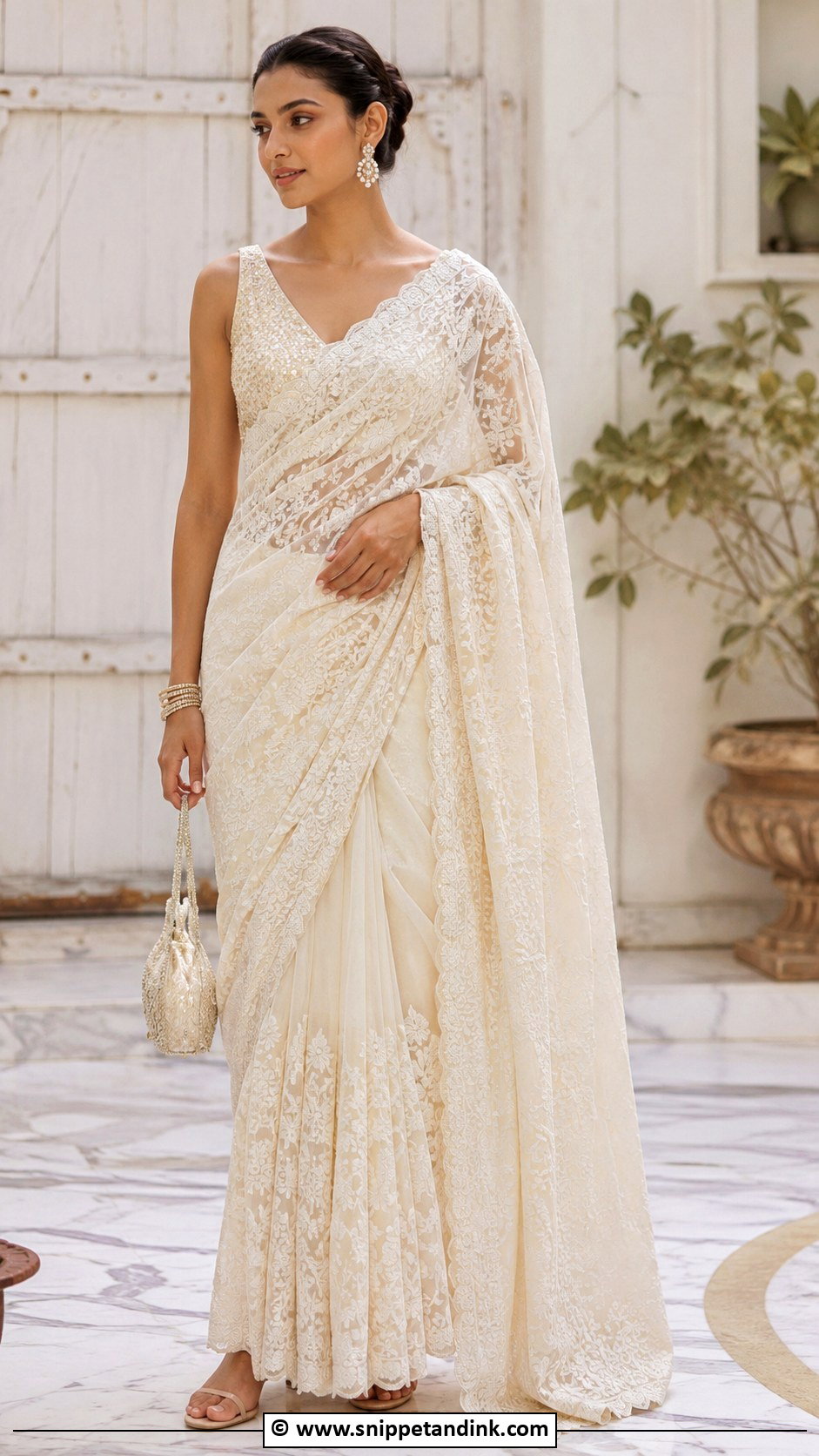 Chikankari Saree Marriage Outfit - Snippet and Ink - 30 Marriage Outfits for Women