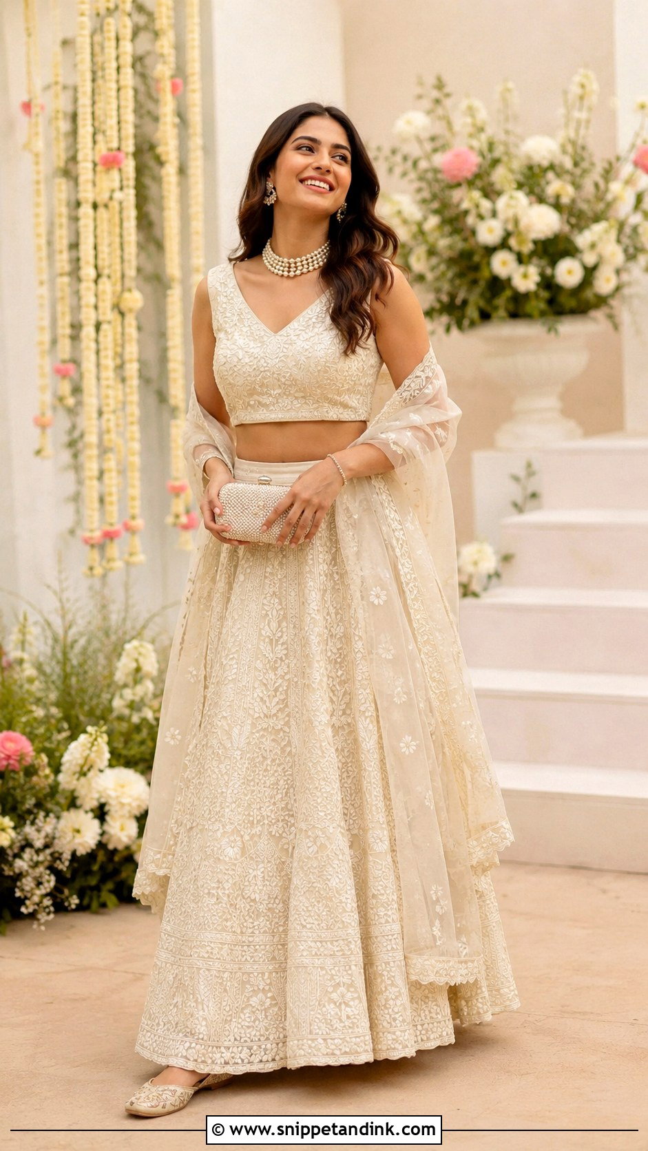 Chikankari Skirt And Crop Top For Wedding - Snippet and Ink - 25 Skirt and Crop Top Indian Weddings Ideas