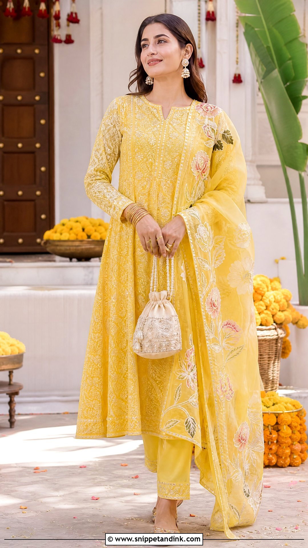 Chikankari Suit With Organza Dupatta Haldi Outfit - Snippet and Ink - 20 Organza Haldi Outfit Ideas