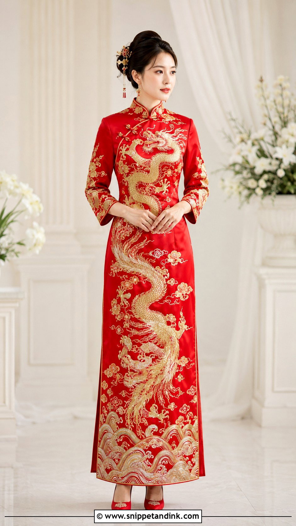 Chinese Dragon Wedding Dress With Red Silk - Snippet and Ink - 20 Dragon Wedding Dress Ideas