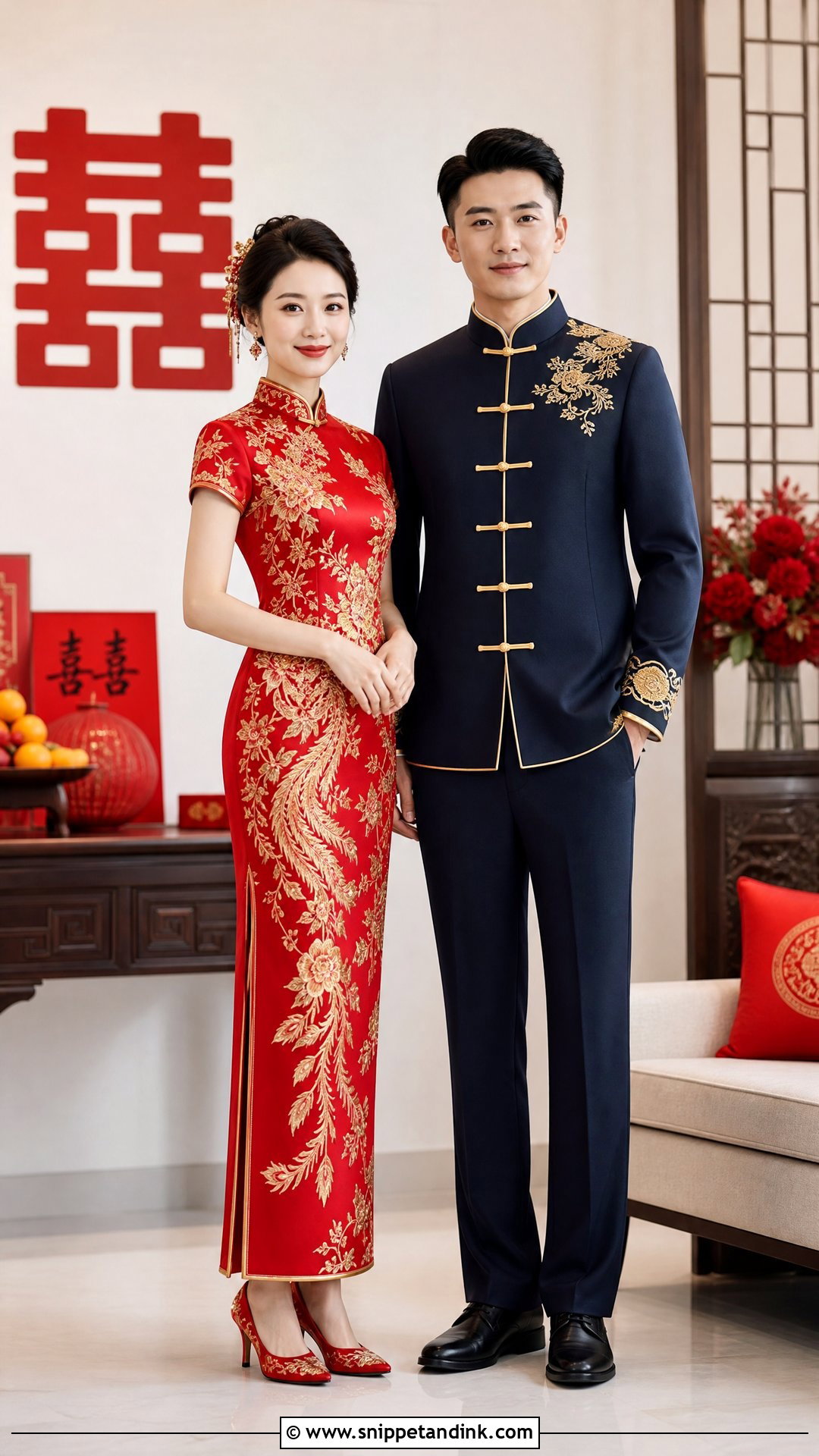 Chinese Qipao and Tang Suit Traditional Wedding Attire - Snippet and Ink - 20 Traditional Wedding Attire for Couples Ideas
