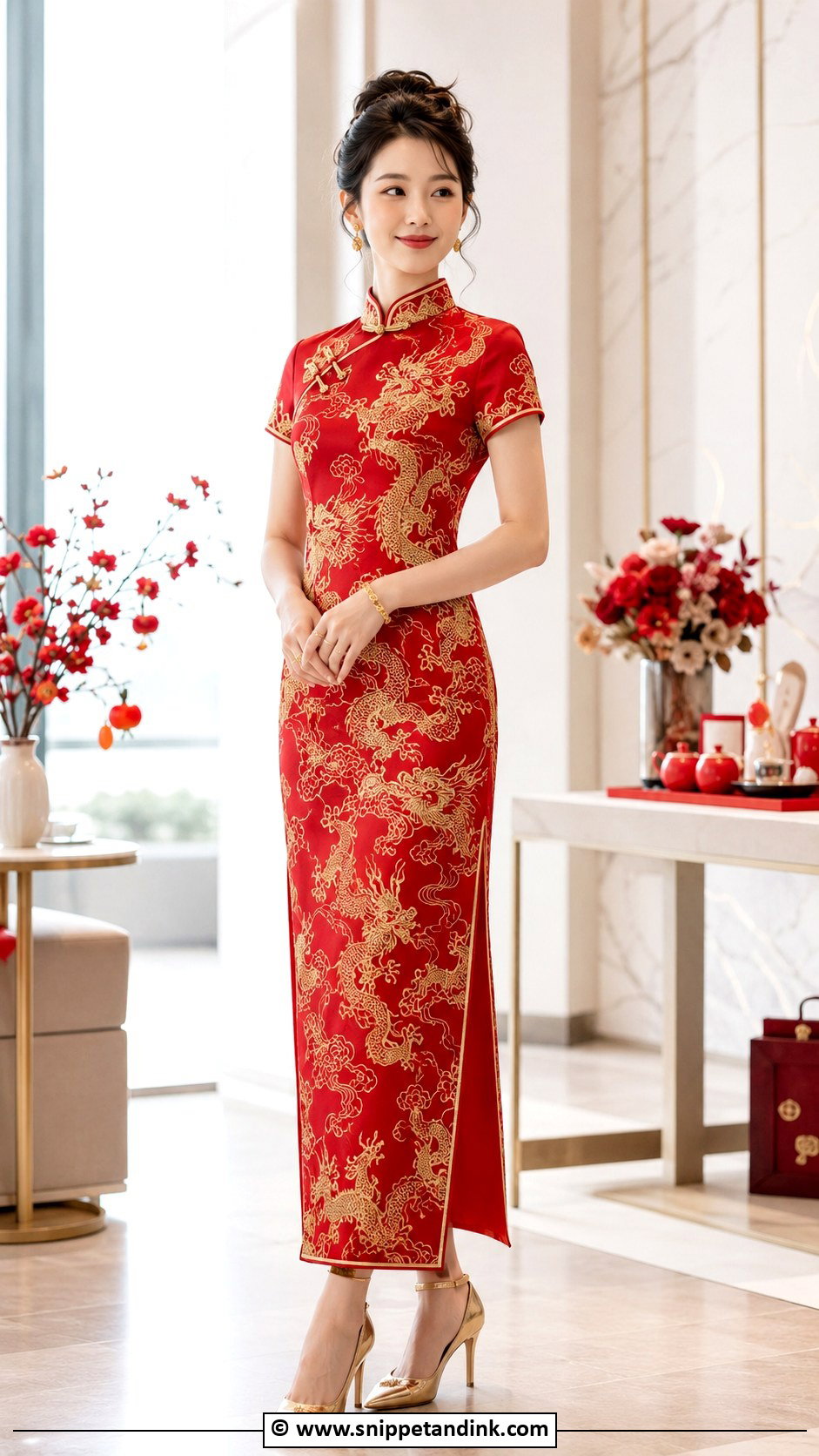 Chinese Red Qipao Wedding Attire - Snippet and Ink - 35 Traditional Wedding Attire Ideas
