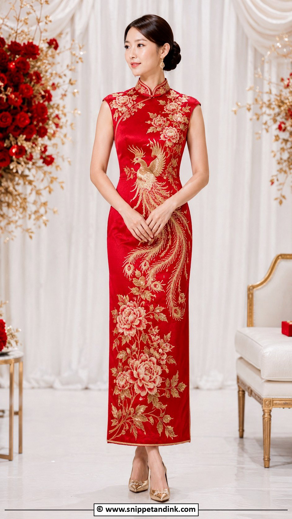 Chinese Wedding Dress With Gold Embroidery - Snippet and Ink - 30 Chinese Wedding Dress Ideas