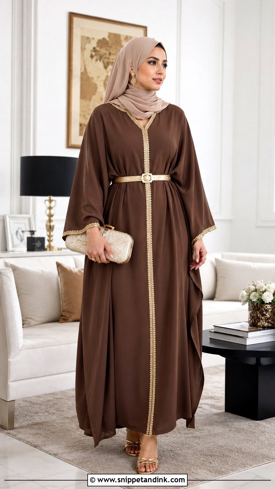 Chocolate Brown Kaftan Outfit - Snippet and Ink - 30 Eid Mubarak Outfit Ideas