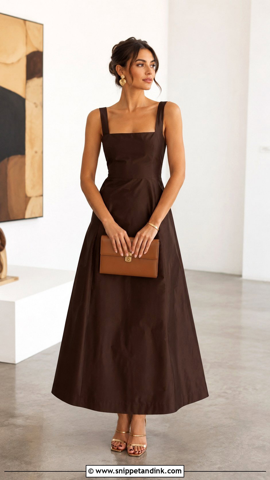 Chocolate Brown Minimalist Taffeta Gown - Snippet and Ink - 20 Taffeta Gown Ideas